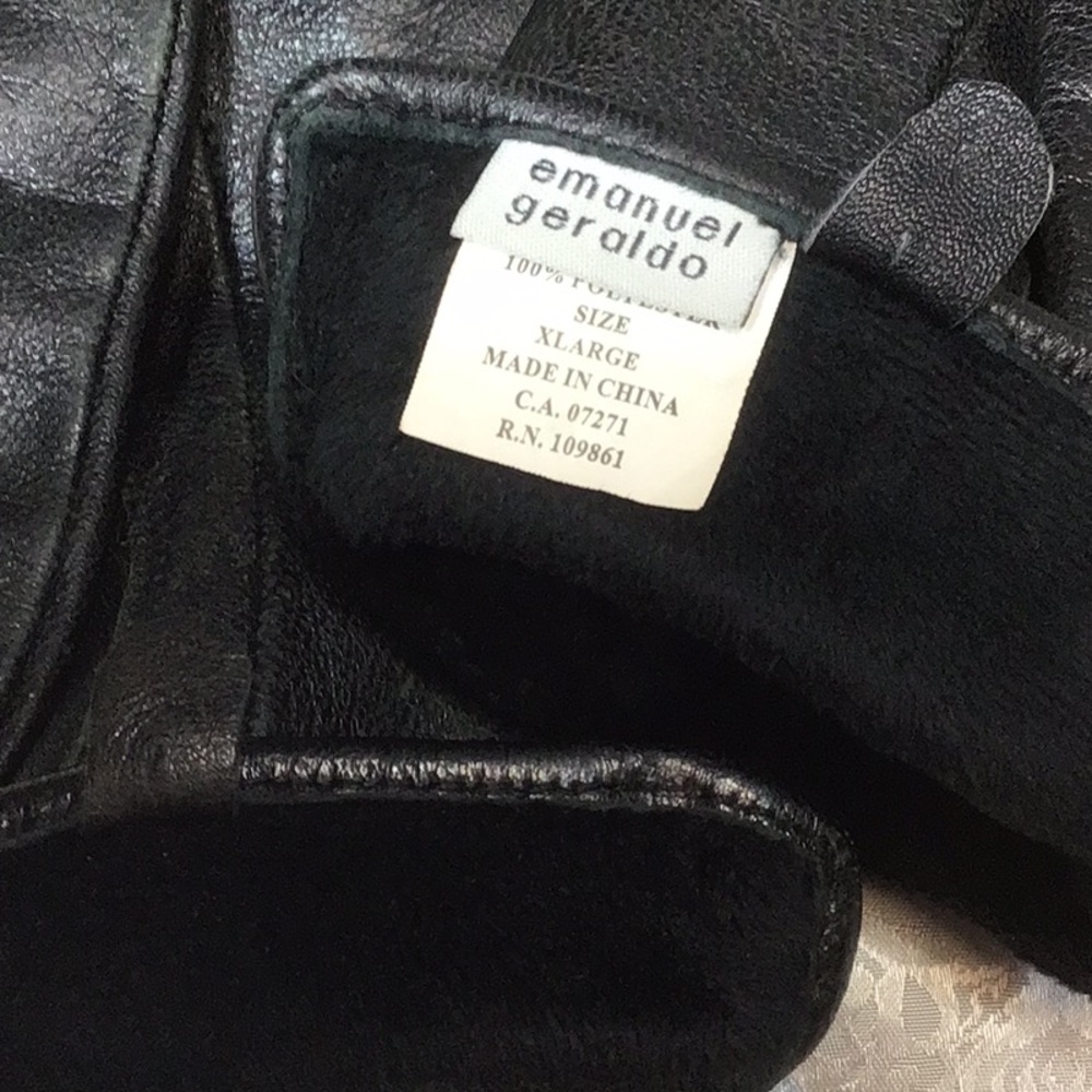 🛞 Emanuel Geraldo Black Leather Soft Poly Fleece Lining - Picture 2 of 7